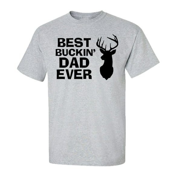 Funny Father's Day Best Buckin Dad Ever Adult Short Sleeve T-Shirt-Sports Gray-Large