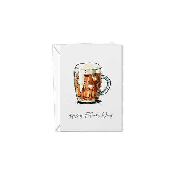 Funny Father's Day Card - Beer Mug Design - Blank Inside with Envelope for Personalized Messages