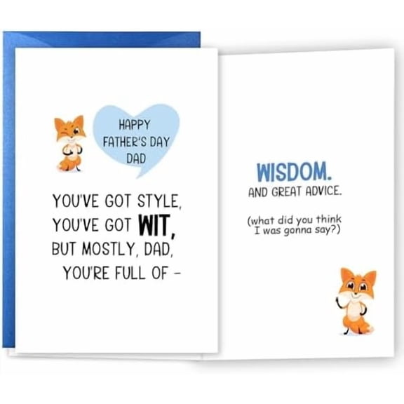Funny Father's Day Card for Dad Happy Fathers Day Greeting Card from Son Daughter Funny Gift Cards For Dad Grandpa Youre Full of Wisdom and Great Advice Cards with Envelope$$Office
