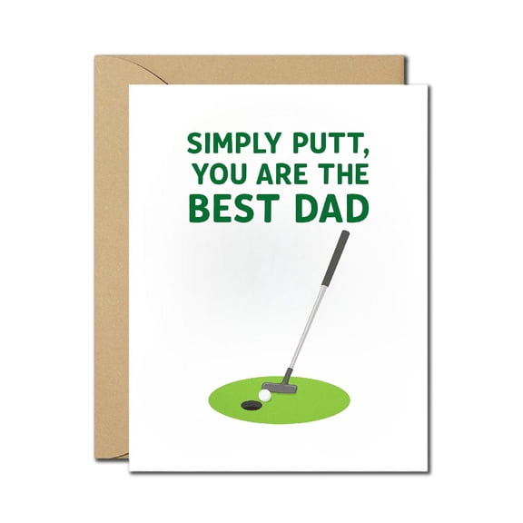 Funny Father's Day Card for Dad - "Simply Putt, You Are the Best Dad" - Golf Pun Design, Blank Inside with Envelope - Perfect for Golf Lovers, Funny Father's Day or Birthday Card