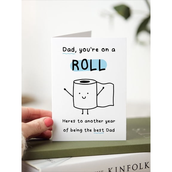 Funny Father's Day Card "Dad, You're on a Roll!" Toilet Paper Design Perfect for Celebrating the Best Dad Envelope Included, Blank Inside