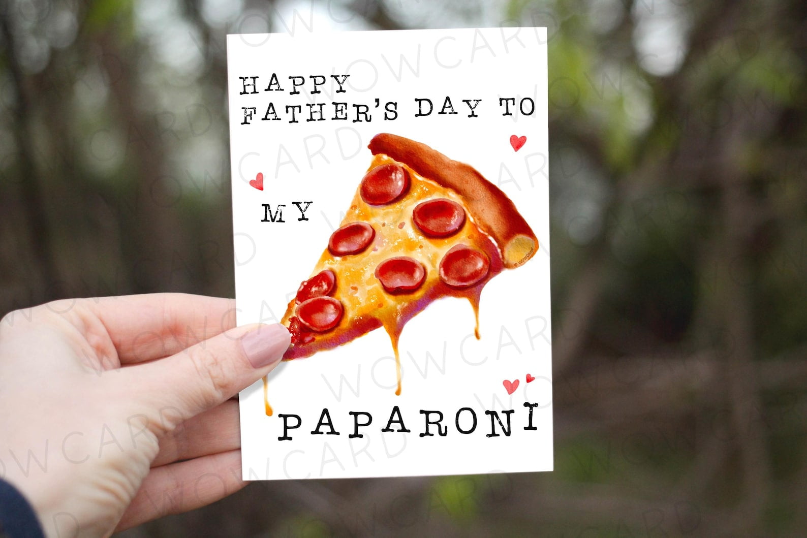 Funny Father's Day Greeting Card - "Happy Father's Day to My Paparoni" - Cute Pizza Design - Blank Inside - Perfect for Dad