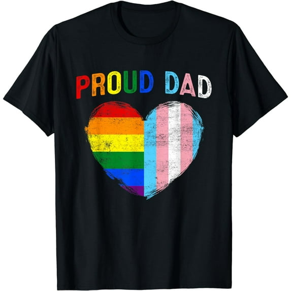 Funny Father's Day Proud Dad Transgender Gay Rainbow LGBT T-Shirt