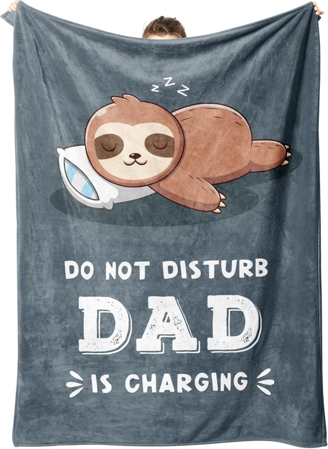 Funny Fathers Day Birthday Gifts for Dad, Dad is Charging Sloth Blanket, Present for Father from Daughter Son, Daddy Gifts for Fathers Day Christmas, Super Soft Throws Blanket for Father