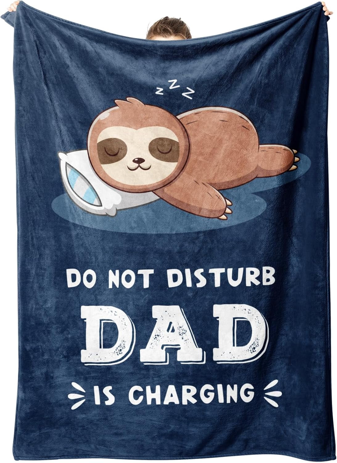 Funny Fathers Day Birthday Gifts for Dad, Dad is Charging Sloth Blanket, Present for Father from Daughter Son, Daddy Gifts for Fathers Day Christmas, Super Soft Throws Blanket for Father