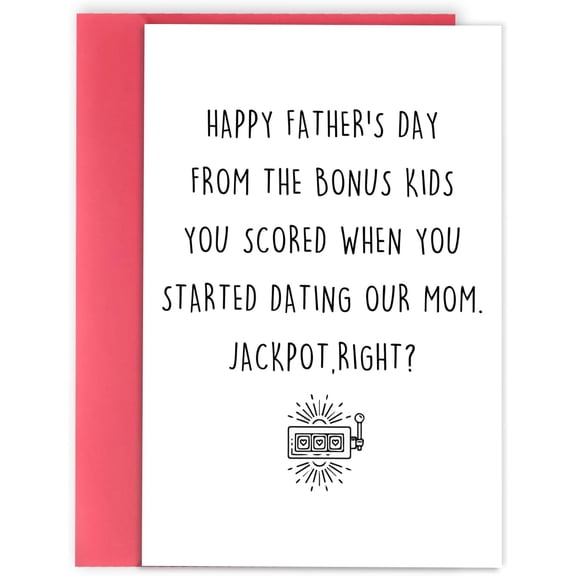 Funny Fathers Day Card for Step Dad, Bonus Dad Fathers Day Gift, Father's Day from Step Daughter Son