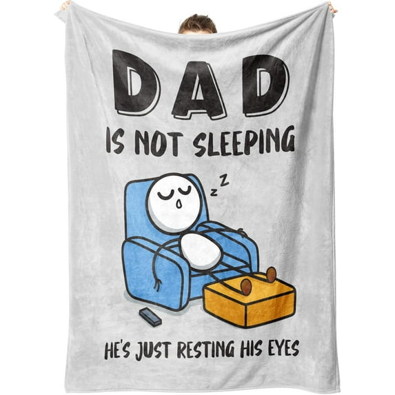 Funny Fathers Day Dad Gifts from Daughter Son Wife, Dads Birthday Gifts, Dad is Not Sleeping Blanket, Super Soft Throws Blanket for Napping, 60" x 50"