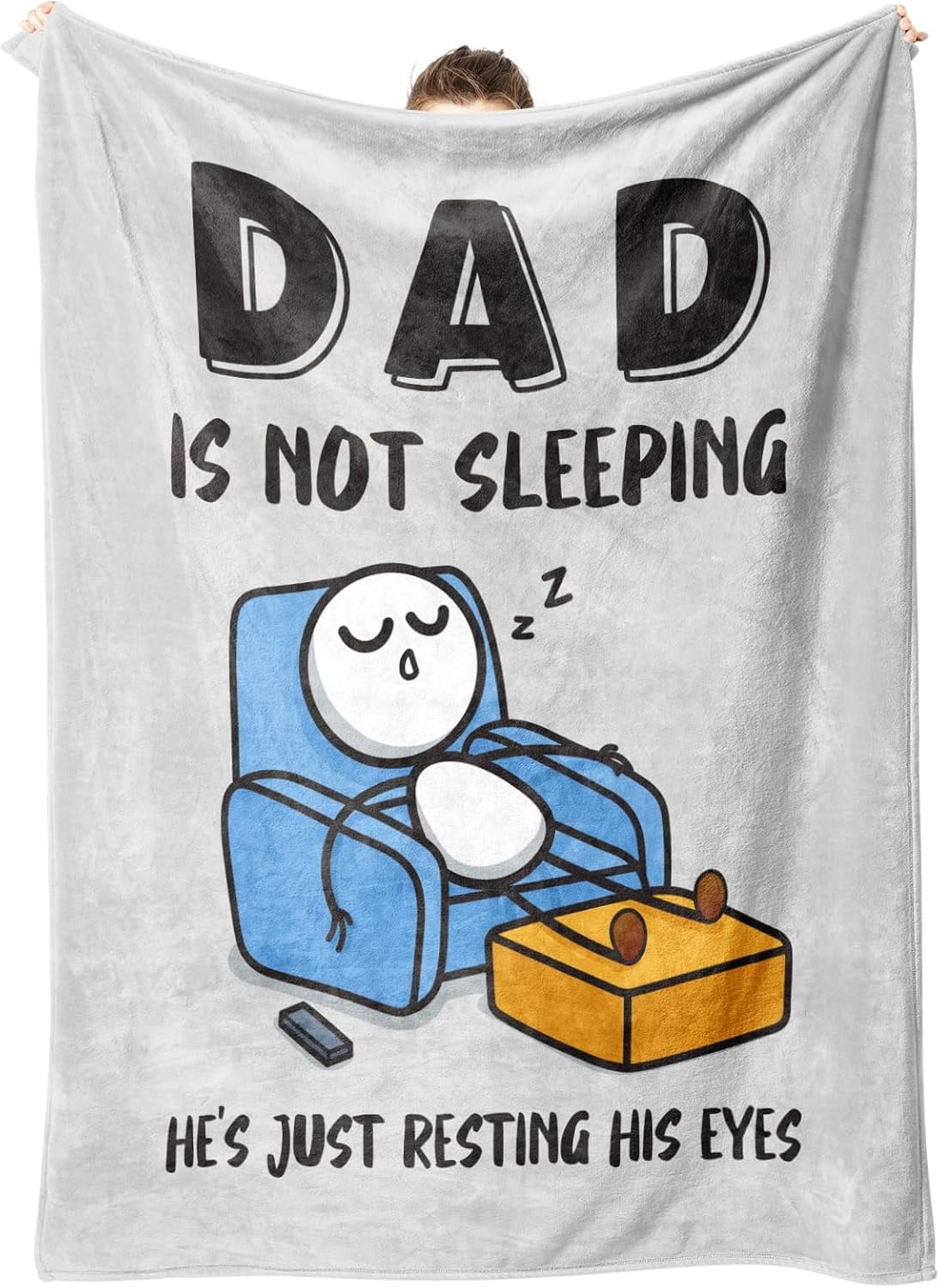 Funny Fathers Day Dad Gifts from Daughter Son Wife, Dads Birthday Gifts, Dad is Not Sleeping Blanket, Super Soft Throws Blanket for Napping