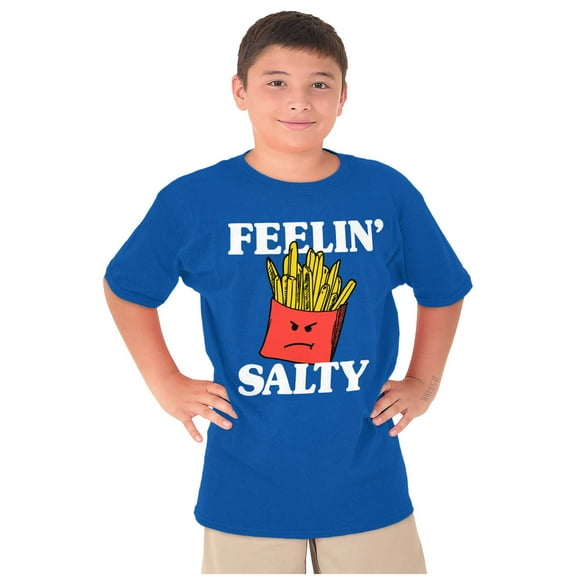 Funny Feelin Salty Fries Food Pun Crewneck T Shirts Boy Girl Teen Brisco Brands S