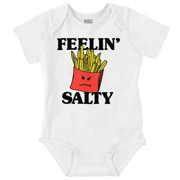 Funny Feelin Salty Fries Food Pun Romper Boys or Girls Infant Baby Brisco Brands 24M