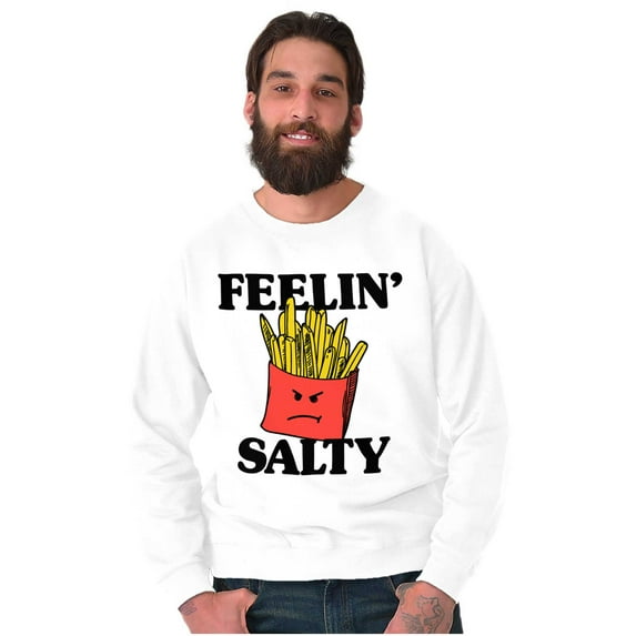 Funny Feelin Salty Fries Food Pun Unisex Plus Fleece Graphic Sweatshirt Brisco Brands 5X