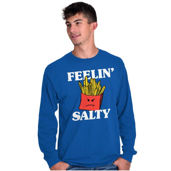 Funny Feelin Salty Fries Food Pun Plus Size Long Sleeve Graphic Tee Shirt Brisco Brands 2X