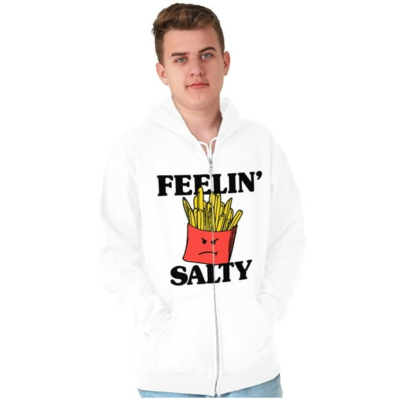 Funny Feelin Salty Fries Food Pun Unisex Fleece Graphic Zip Up Hoodie Brisco Brands 5X