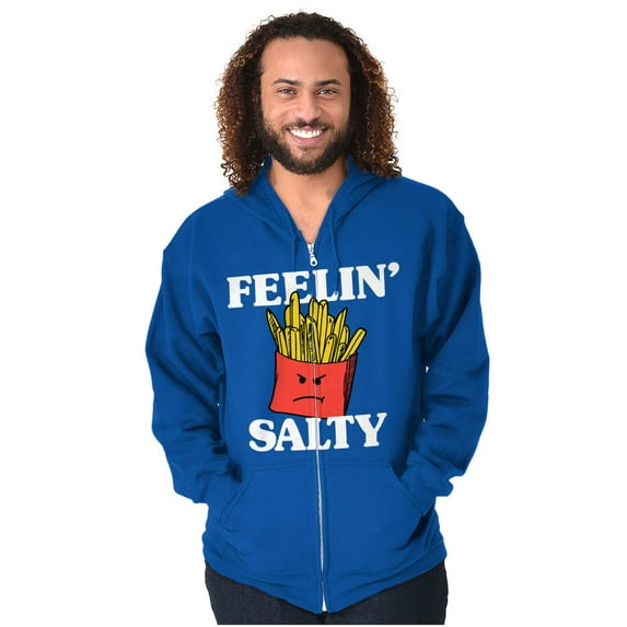 Funny Feelin Salty Fries Food Pun Zip Up Hoodie Men's Women's Brisco Brands L
