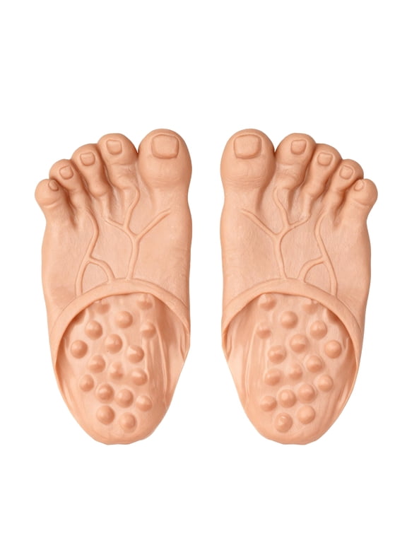 Funny Feet Slippers - Gag Gifts, Costumes Barefoot Slippers Novelty Plastic Costume Feet Toe Shoe Big Foot Realistic Costume Accessories Funny White Elephant Gifts