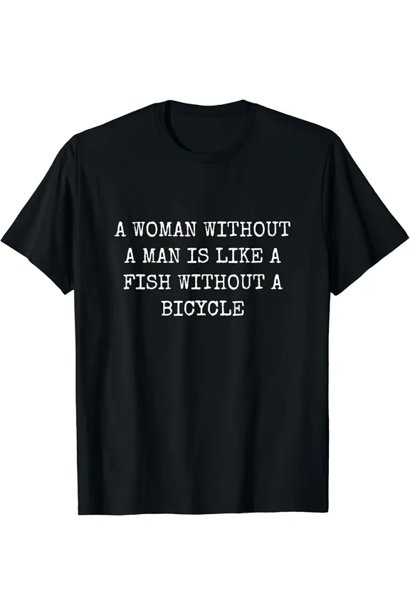 Funny Feminist Quote Independence Fish Bicycle for Women Graphic Short Sleeve T-Shirt