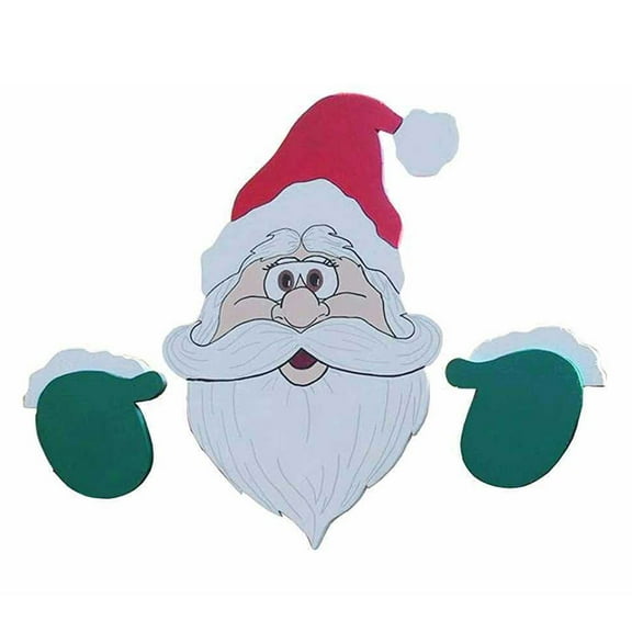 Funny Fence Decoration Christmas Theme Garden Fence Sign Peeking Christmas Santa Reindeer Display Winter Outdoor