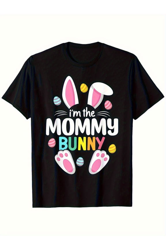 Funny Festive 'I'm the Mommy Bunny' Easter Celebration Tee Shirt, Cute Colorful Spring Holiday Apparel for Women