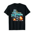 thumbnail image 1 of Funny Fifties Style Muscle Car Hot Rod Station Wagon Cartoon T-Shirt, 1 of 5