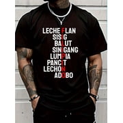 Funny Filipino Popular Food List Phillipines Filipino Shirt Men's Cotton Crew Neck Graphic Tee Casual Short Sleeve Solid T-Shirt