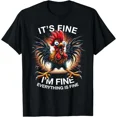 thumbnail image 1 of Funny Fine I Am Fine Weird Crazy Chicken Graphic T-Shirt, for Men & Women, up to Size 5XL, 1 of 2