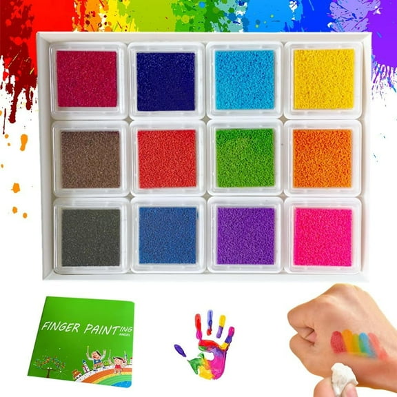 Funny Finger Painting Kit, 2024 New 12/24 Color Washable Finger Paint Sets with Book for Kids, Watercolor Finger Painting Book for Toddlers, Colorful and Easy Clean Up (Color#12)