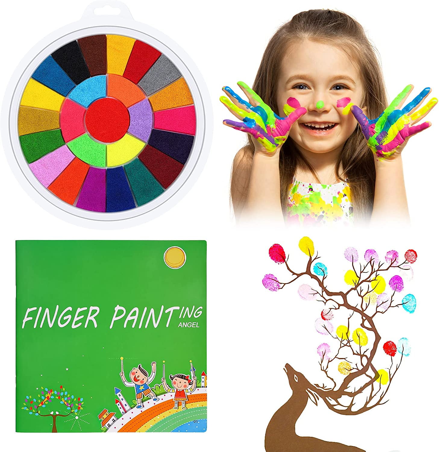 Funny Finger Painting Kit Finger Drawing Toys and Picture Album Kids  Washable Finger Paint Set, Kids Early Learning Toys Finger Paint for Kids  Gifts (13 Colors + Picture Album) 