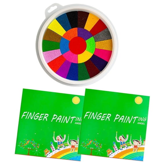 Funny Finger Painting Kit For Children 25 Colors Finger Paints And 2 Drawing Books 40 Pages Each Plastic Safe Washable Art Set