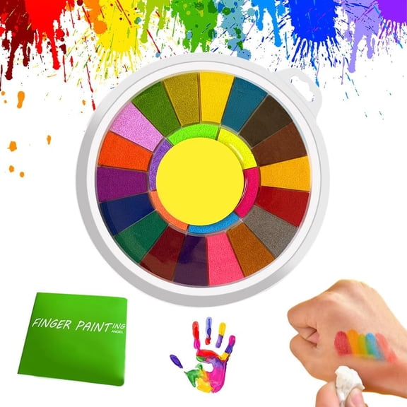 Funny Finger Painting Kit, Kids Washable Finger Paint Set Funny Finger Paint Kit and Book,Fin ger Drawing Crafts Mud Painting (6 colors)