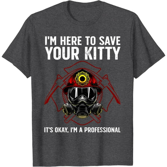 Funny Firefighter Art Fireman Gag Fire Fighter Softstyle Unisex T-Shirt,Dark Heather Grey Color,Size 5XL