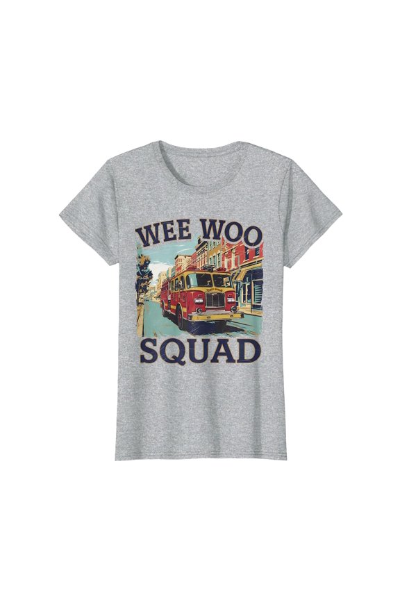 Funny Firefighter Fire Truck Illustration T-Shirt for Fireman Enthusiasts