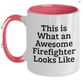 thumbnail image 1 of Funny Firefighter Gifts from Men - This Is What An Awesome Firefighter Looks Like Two Tone Coffee Mug for Firefighter Dad on Father's Day, 1 of 4