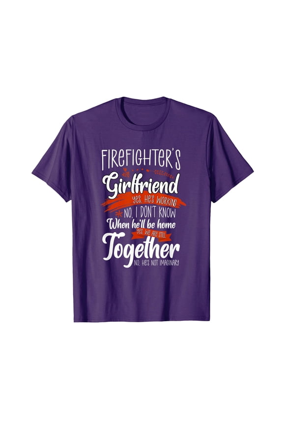 Funny Firefighter's Girlfriend Support T-Shirt for Unisex Adults - Black 3X-Large Classic Fit