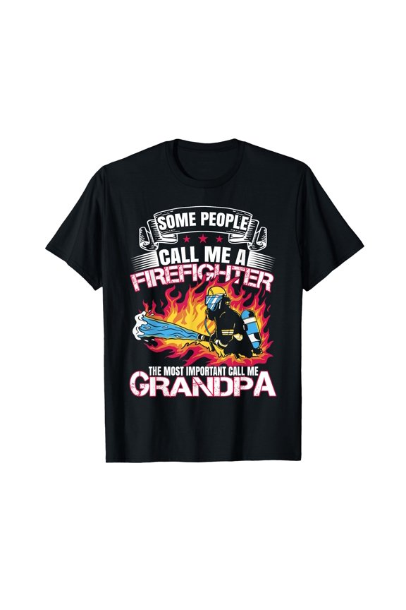 Funny Fireman Grandpa Cartoon Firefighter T-Shirt for Proud Fire Department Support