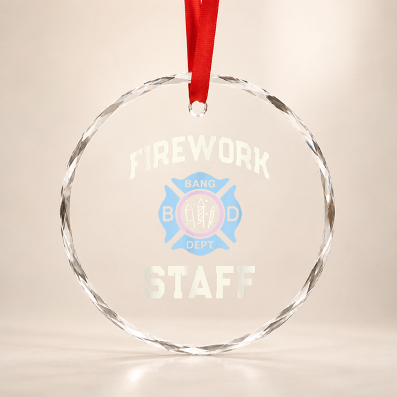 Funny Firework Staff Boom Squad Fireworks Pyro Technician Glass Ornament