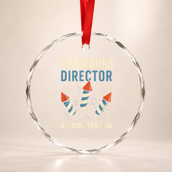 Funny Fireworks Director Pyro Joke Glass Ornament
