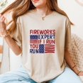 thumbnail image 1 of Funny Fireworks Expert Shirt, Patriotic Fourth of July Tee, USA Flag Graphic T-Shirt for Men & Women, Humorous Independence Day Shirt, 1 of 5