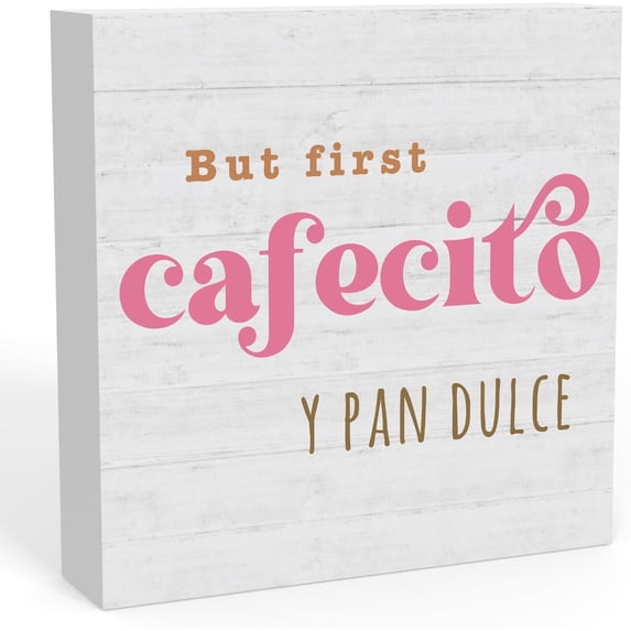 Funny But First Cafecito Coffee Bar Sign, Home Office Desk Coffee Station Bar Table Decor, Humor But First Coffee Kitchen Sign Counter Shelf Decor Gifts For Coffee Lovers 7x7 Inch