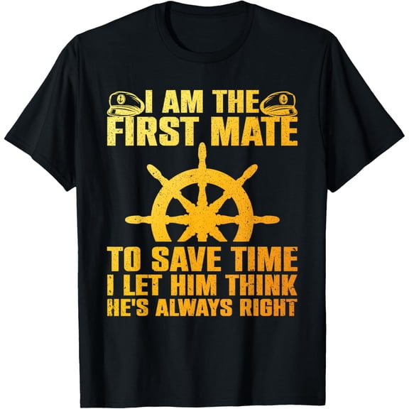 Funny First Mate For Men Women Pontoon Boat Captain Boating T-Shirt