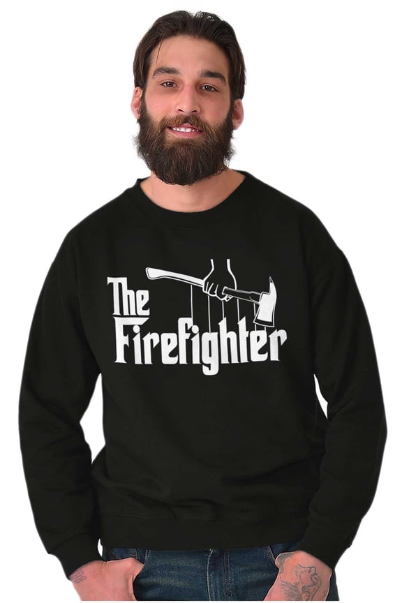 Funny First Responder The Firefighter Men's Big & Tall Crewneck Sweatshirt Brisco Brands 4X