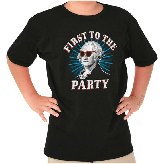 Funny First to the Party Washington Crewneck T Shirts Boy Girl Teen Brisco Brands XS