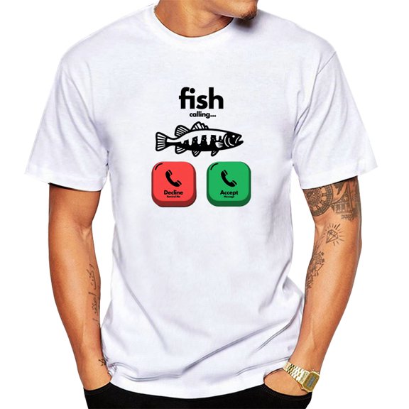 Funny Fish Call Me Men's Athletic Fit Short Sleeve T-Shirt, Cotton Crew Neck Top for Active Lifestyles, Gym to Casual Wear