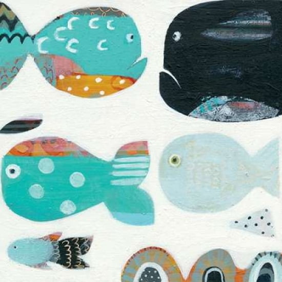 Funny Fish Canvas Art - Anne Davies (24 x 24)