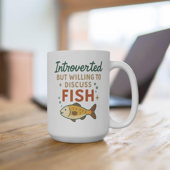 Funny Fish Lover Mug, Introverted But Willing to Discuss Fish, Aquarium Hobbyist Gift, Cute Coffee Mug for Aquarists, Fish Keepers, FishGift