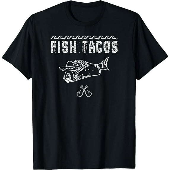Funny Fish Tacos, Hooks, Sombrero, Nautical Food T-Shirt