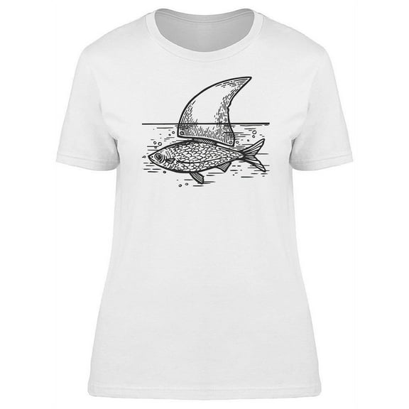 Funny Fish With Shark Fin T-Shirt Women -Image by Shutterstock, Female Medium