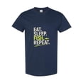 thumbnail image 1 of Funny Fisherman And Angler Hobby Quote Eat Sleep Fish Repeat Unisex T-Shirt, up to size 5XL, 1 of 2