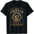 thumbnail image 1 of Funny Fisherman Fishing Jesus Short Sleeve T-Shirt Black, 1 of 5