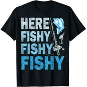ANYAGE Funny Fisherman Here Fishy Fishy Shirt Gift T-Shirt