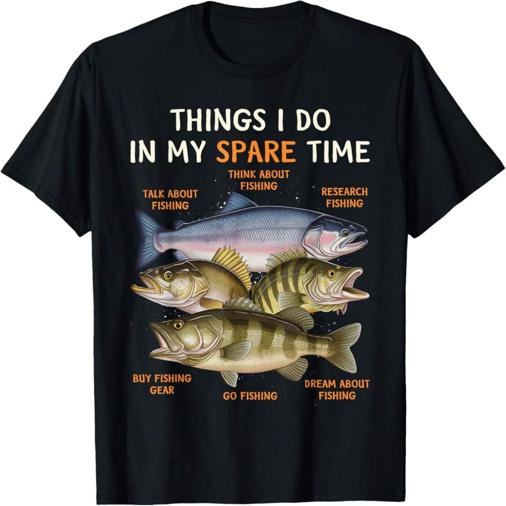 Funny Fishing Apparel For Men, Youth And Boys Bass Lovers T-Shirt Clothing, 220g Pure Cotton.